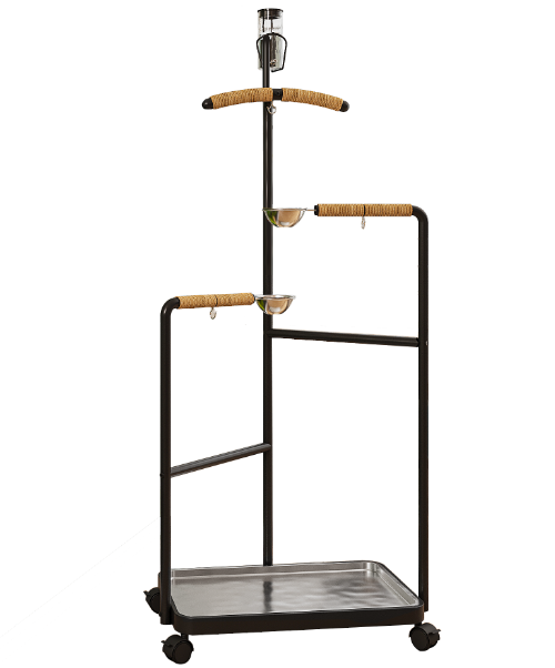 Heyoo精美大型三角立式鸟站架带饮水器