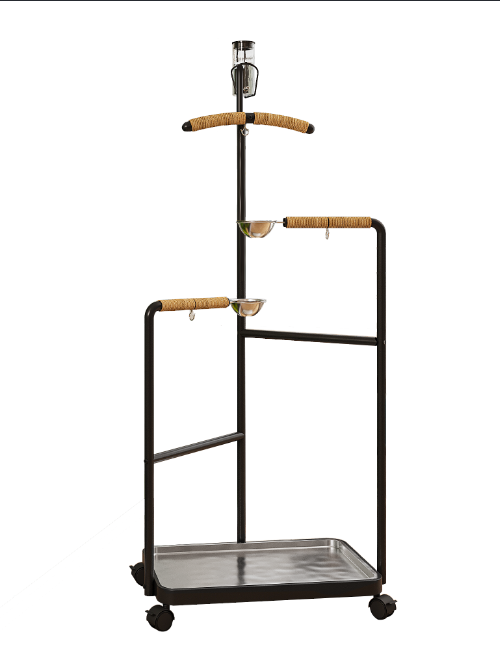 Heyoo精美大型三角立式鸟站架带饮水器