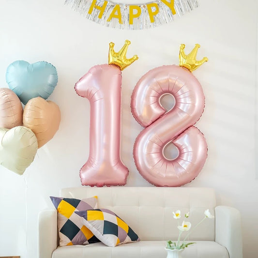 45寸皇冠数字气球|数字1-9气球随意组合派对铝膜气球