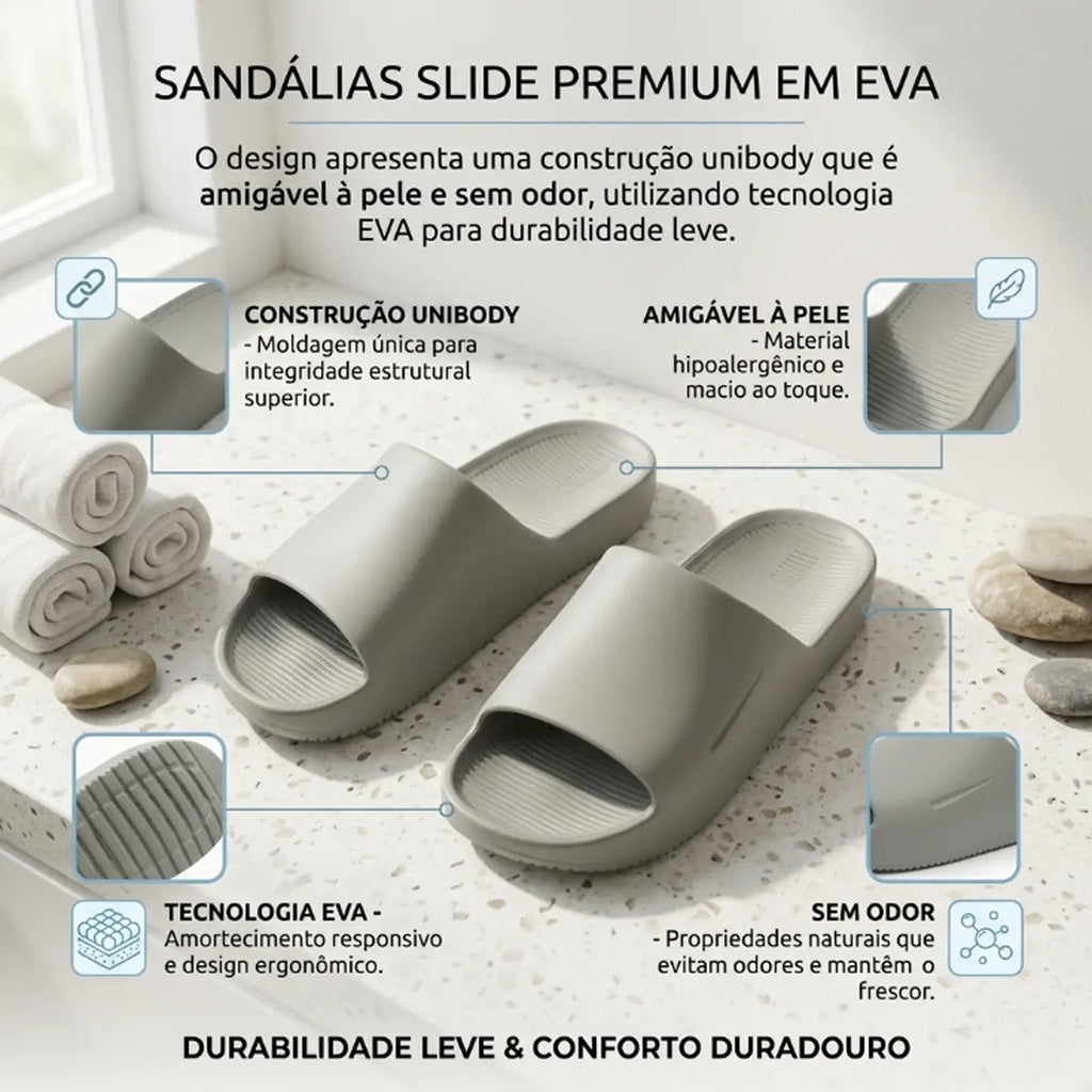 Chinelo Nuvem Slide Unissex HEYOO - EVA Macio E Antiderrapante Sandalia Para Banho Piscina Pronta Entrega